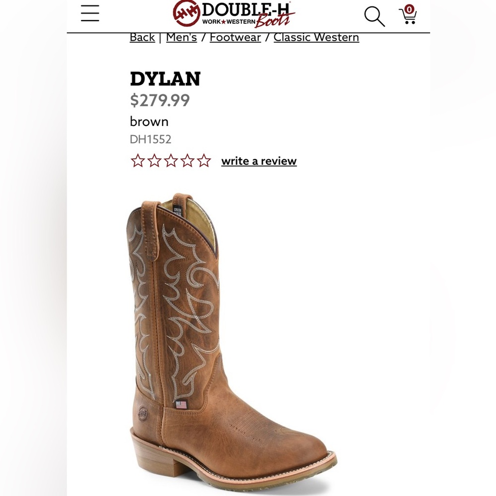 Double H Tan Western Boots - Picture 5 of 6